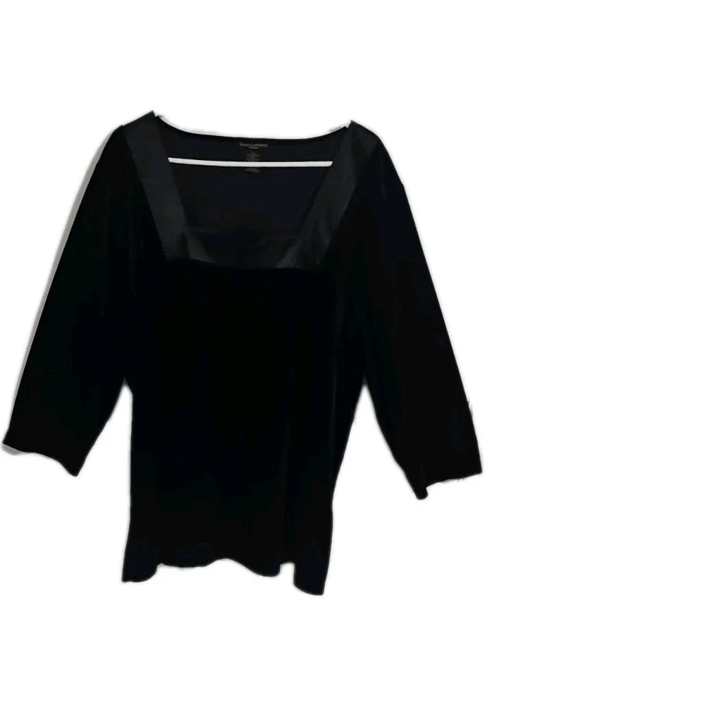 Susan Lawrence Velvet Top Satin Trim Square Neck 3X Whimsigoth Stretch‎ Timeless
